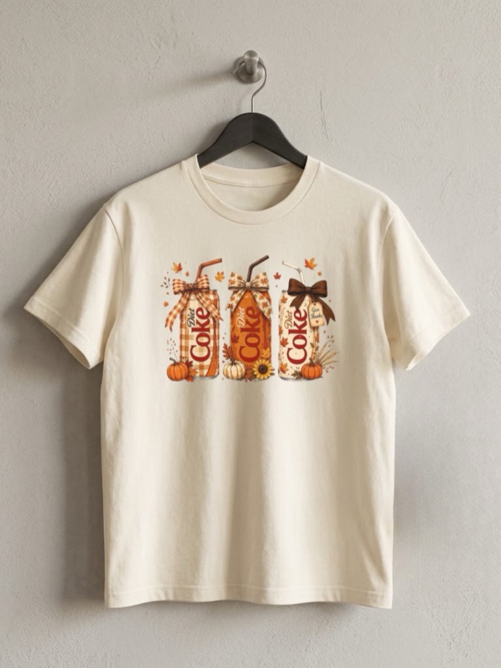 Halloween Fall Diet Coke Graphic Short Sleeve Tee for Fall Lover Girl